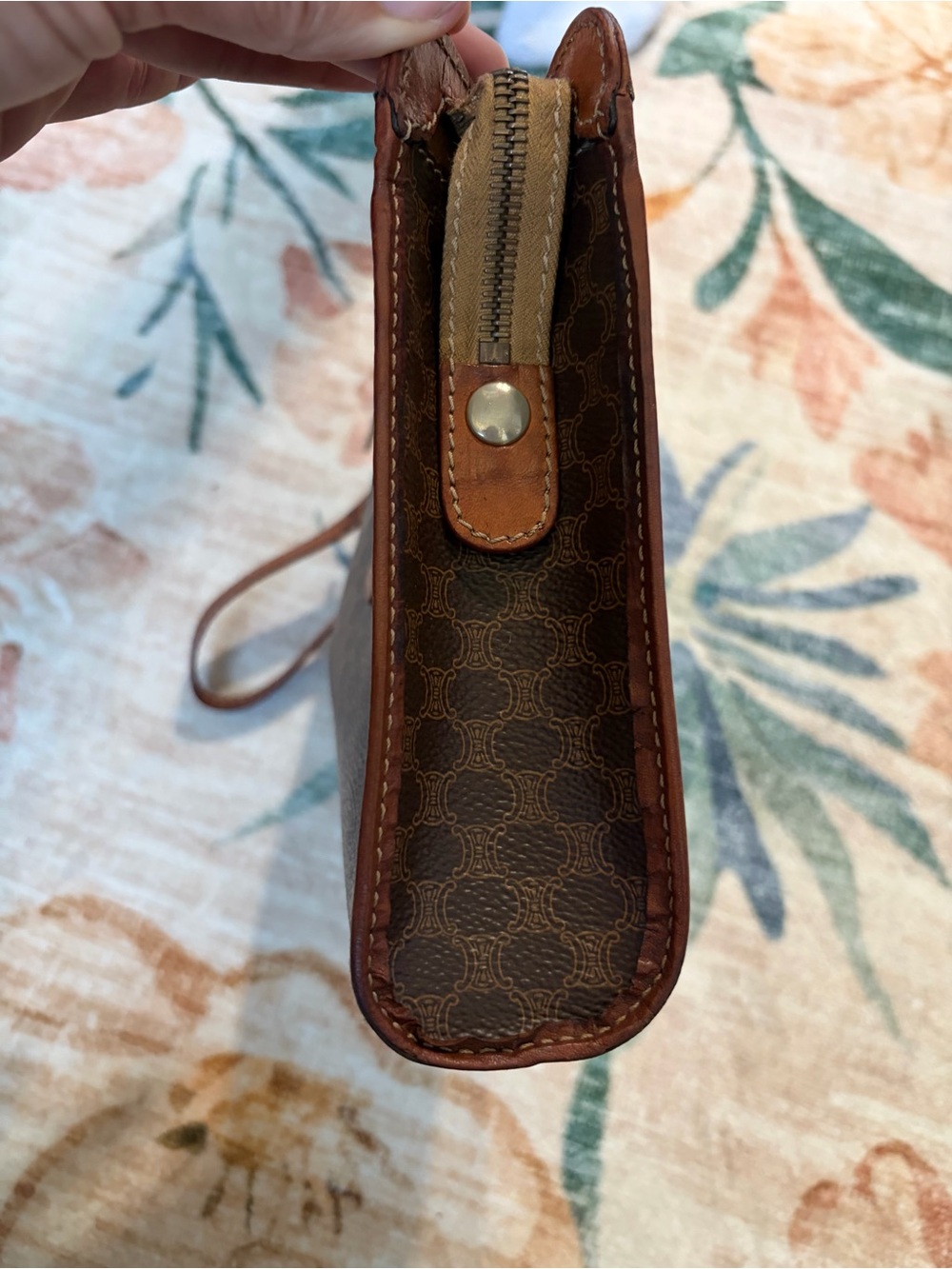 Vintage Celine Macadam Monogram Leather Wristlet Clutch Made in Italy - Picture 9 of 13